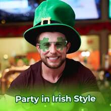 Gafas de disfraz con hojas de trébol verdes y leprechaun de Big Mo's Toys para el Día de San Patricio, 1 par