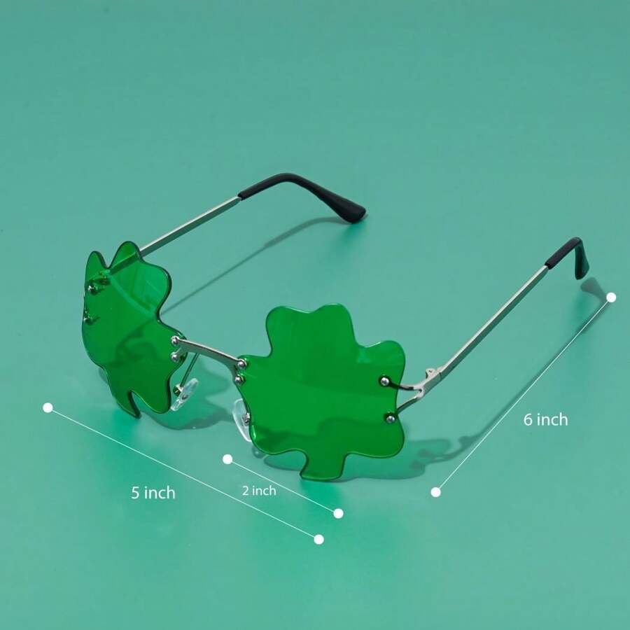 Gafas de disfraz con hojas de trébol verdes y leprechaun de Big Mo's Toys para el Día de San Patricio, 1 par