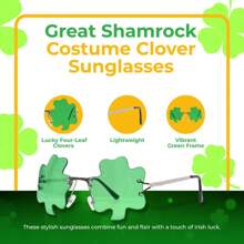 Gafas de disfraz con hojas de trébol verdes y leprechaun de Big Mo's Toys para el Día de San Patricio, 1 par