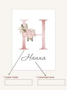 3pcs Pink Personalized Name Custom Art Wildflowers Canvas Poster Elephant Wall Art Leopard Hanging Picture Kindergarten Print Picture Girls Bedroom Decor Birthday Gift No Frame - Pink - View 8