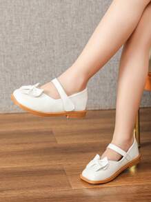 女童白色平底鞋、儿童娃娃鞋、女童白色鞋、青少年花式鞋 - 白色 - 查看 3