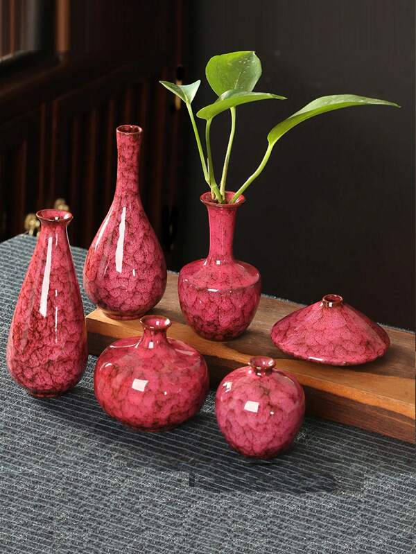 1 peça Vaso de flores de cerâmica com esmalte craquelado simples e moderno, acessório de decoração para flores secas, decoração criativa para casa, adequado para sala de estar, escritório, estante, mesa, quarto, arranjo de flores (flores não incluídas)
