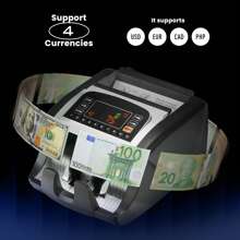 ENGiNDOT Money Counter Machine, Dollar, Euro UV/MG/IR Cash Counterfeit Detection Bill Counter With LCD Display, Add And Batch Modes With Portable Handle