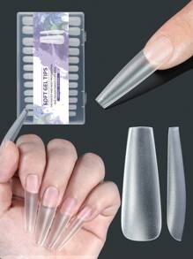240 件软凝胶指甲刀，哑光全覆盖按压指甲刀尖头指甲棺材指甲可剥离凝胶延长指甲胶囊按压指甲女孩女士美甲 DIY 用品