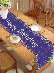 1pc 35*180cm Colorful Dot Style Happy Birthday Table Runner, Birthday Babe Shower Party Family Holiday Party Decoration Supplies, Room Table Decoration Supplies, Table Cloth Table Cover - Happy Birthday - View 7