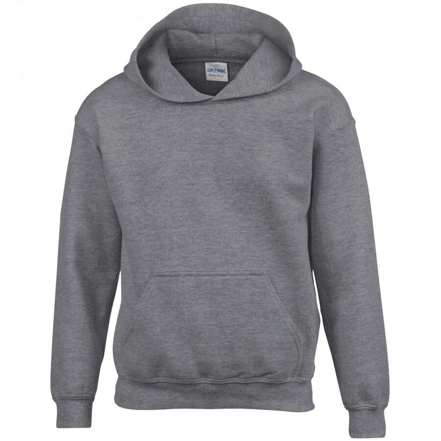 Gildan Heavy Blend Childrens Unisex Hooded Sweatshirt Top / Hoodie (Graphite Heather) - 50% Cotton/50% Polyester - 灰色 - 查看 1