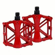 1 Pair Red Aluminum Alloy Mountain Bike Pedals With Anti-Slip Function
