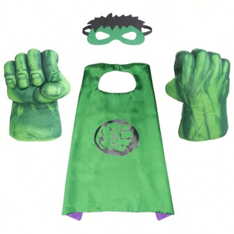 Incredible Smashing Punches,Children's Plush Boxing Glove Set With Cape And Eye Patch, Kids Cosplay Costumes