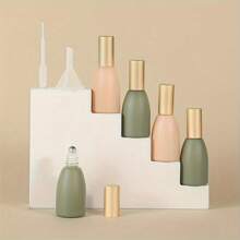 10 件 0.41 盎司精油滚珠瓶，配有 5 个漏斗和 5 个滴管，不锈钢滚珠玻璃瓶，带金色瓶盖，不含酒精，适用于旅行香水和芳香疗法，香水瓶 - 滾珠瓶 - 查看 4