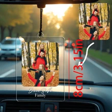 Customized Family Photo Car Palaroid Ornament, Custom Gift For Road Trips Travelers Cutout,Drive Keepsake For Love One Acrylic Ornament