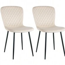 AINPECCA Dining Chairs Set Of 2/4 Velvet Dining Chairs Modern Office Chair With Backrest And Metal Legs For Kitchen Living Room - Beige - View 1