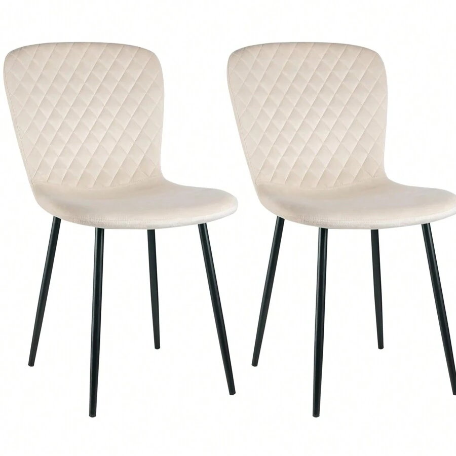AINPECCA Dining Chairs Set Of 2/4 Velvet Dining Chairs Modern Office Chair With Backrest And Metal Legs For Kitchen Living Room - Beige - View 1