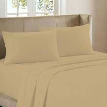 Luxurious Ultra Soft 4-Piece Bamboo Fiber Bed Sheet Set With Deep Pockets - Full Size - Khaki - View 1