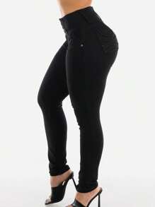 MX JEANS Black Butt Lifting Mid Rise Skinny Jeans With Pockets - Nhiều màu - Xem 5