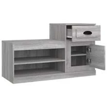 Spacious Grey Sonoma Shoe Cabinet In Engineered Wood 100x40 Cm For Storage - Grey - View 7