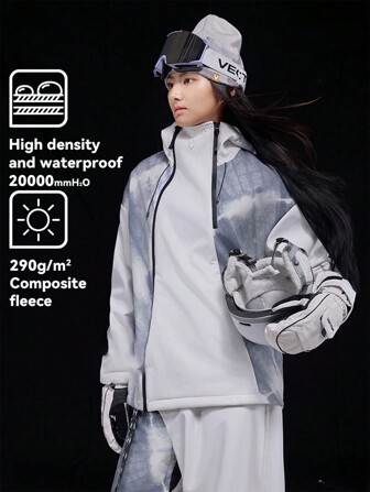 VECTOR MOTION Jaqueta de esqui de lã estilo chinês, unissex, com capuz esportivo de meio zíper, à prova de vento, à prova d'água, leve, quente, respirável, confortável e durável.