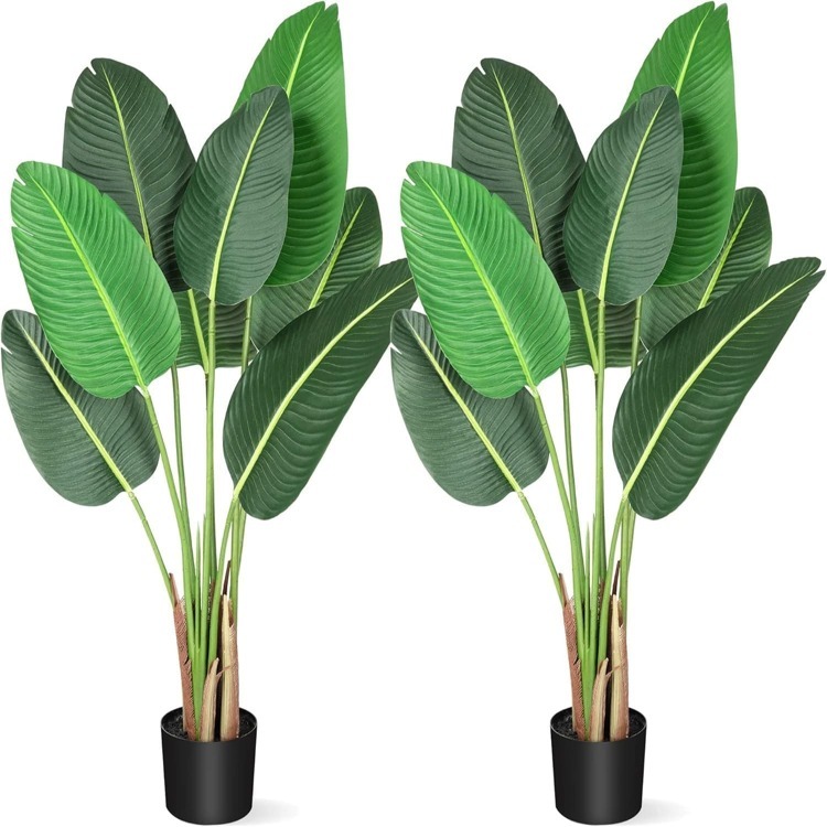 2 Pack 4FT Artificial Bird Of Paradise Palm Tree Potted Plant For  Indoor House Home Office - Xanh lá cây(4 FT) - Xem 2