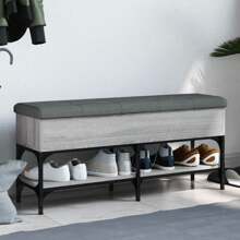 Gray Wooden Shoe Bench Storage Organizer 102cm X 32cm X 45cm Stylish Entryway Furniture - 灰色 - 查看 1