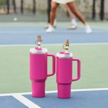 1 件杯子吸管盖，10 毫米熊形吸管盖，适用于 30 和 40 盎司带手柄玻璃杯，带手柄，硅胶吸管盖，杯子配件万圣节吸管盖，返校用品 - 動物吸管帽 - 查看 2