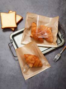 50 个带透明窗口的牛皮纸面包袋 - 适合早餐、饼干和吐司，正面透明，耐油，一次性三明治袋，附赠贴纸，纸面包袋，透明，耐油，一次性，附赠贴纸 - 彩色 - 查看 11