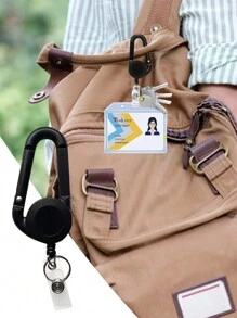 1 pièce Porte-clés plat, enrouleur rétractable avec mousqueton, boucle d'alpinisme, enrouleur rétractable avec attache, porte-badge rétractable pour infirmière, médecin, plein air. Boucle d'alpinisme télescopique facile à tirer pour sac à dos scolaire