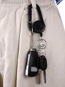 1 pièce Porte-clés plat, enrouleur rétractable avec mousqueton, boucle d'alpinisme, enrouleur rétractable avec attache, porte-badge rétractable pour infirmière, médecin, plein air. Boucle d'alpinisme télescopique facile à tirer pour sac à dos scolaire