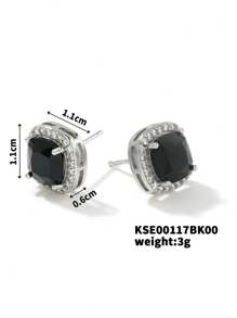 2 件/套时尚彩色锆石耳钉，适合日常、度假和工作佩戴 - 綠色 - 查看 20