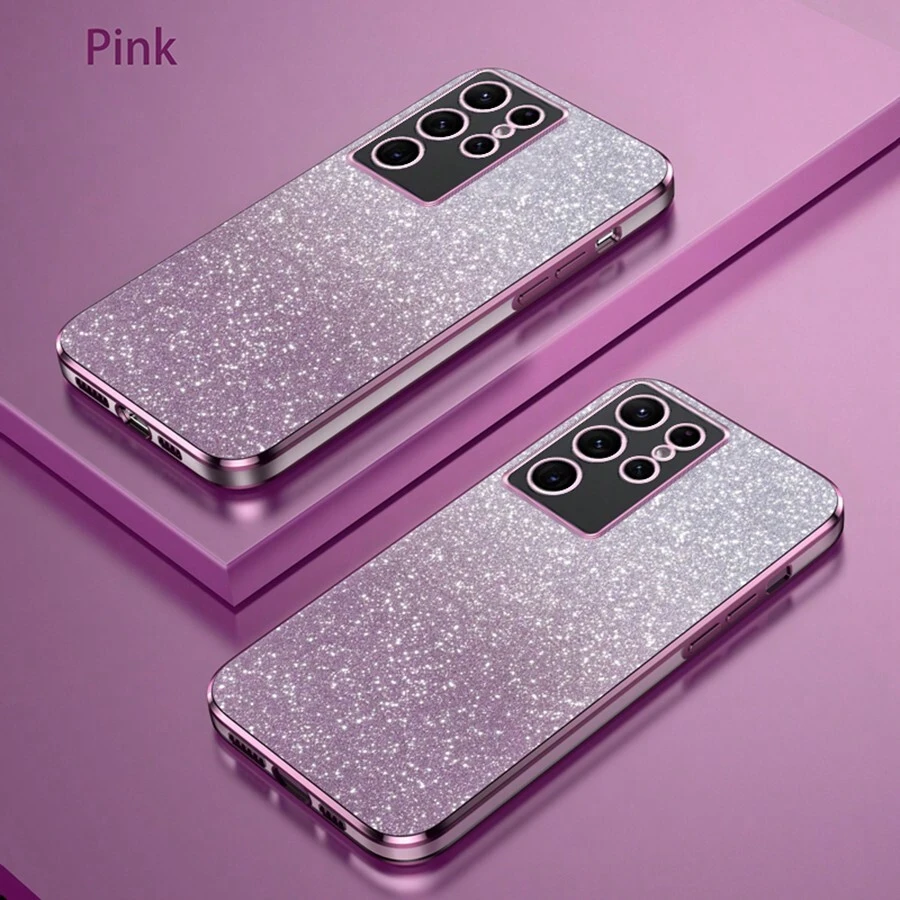 1个渐变亮片粉色手机壳,兼容 17、Galaxy A04E、A05S、A06、A07、A12、A13、A14、A15、A16、A17、A21S、A22、A23、A24、A32、A33、A34、A35、A53、A54、A73、S10、S20、S21、S22、S23、S24、S25 Ultra、Note 20、Note 7/8/9/10/11/12/13/14、9/10/12/13C/14C、MOTO、Honor、HW、Reno 7,防震保护壳,国际版 - 粉色 - 查看 1