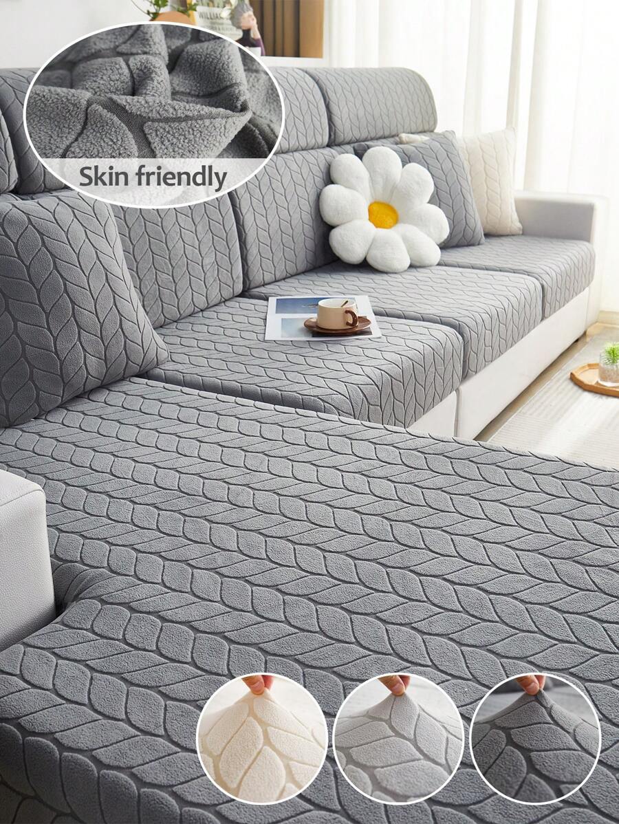 1 Stück Anti-Kratzen Fleece Sofa Überwurf, Ganzjährig Universeller Neuer Sofa Überzug, Universelle Hutförmige Schutzhülle, Geeignet zum Schutz von L-förmigen Sofas und 1, 2, 3, 4 Sitzer Sofas im Wohnzimmer - Hellgrau - Übersicht 1
