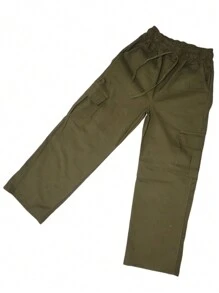 Women's Cargo Pants With Elastic - Olive Green - View 7