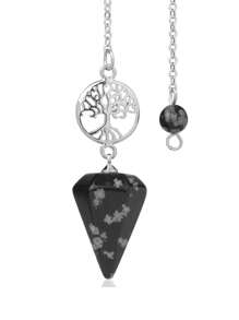 1 pieza Péndulo de piedra natural de tamaño pequeño para la adivinación, el péndulo y la curación, colgante de cuarzo rosa, obsidiana negra, ojo de tigre, Reiki, árbol de la vida, amuleto espiritual esotérico Péndulos G718 - Péndulo - Ver 11