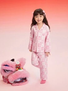 Balabala Young Girl' Pajama Set, Sleepwear, 2025 New Year - Red and White - View 3