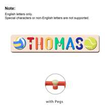 1 PC Customized Name Puzzle, Customize Your Name, Multiple Colors, Can Be Matched With Cute Elements, Wooden Educational Early Learning Toys, Baby Christening Anniversary Gift