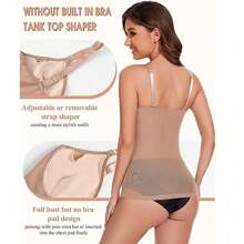 Slimming Women Firm Tummy Control Shapewear V-Neck Camisole Cami Vest Abdomen Compression Tank Top Body Shaper Ladies Underwear Undershirts Shaping Tops Shirts Spaghetti Strap - Beige - View 4