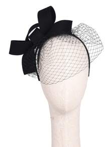 HIMESPORT 黑白羊毛毡女士时尚迷人礼帽，适合鸡尾酒会、下午茶聚会、优雅的教堂着装、赛马会、婚礼等场合，配有蝴蝶结面纱配饰。 - A - 查看 8