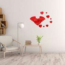 Love Wings Mirror Wall Sticker, Home Decor Decal Wall Sticker - Red - View 4
