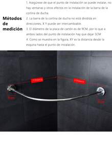 1 件可伸缩弧形浴帘杆（适用于浴室），免打孔安装，适用于浴室、服装店、私人空间（不含窗帘）浴室配件 - 黑色 - 查看 7