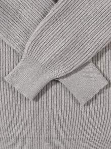 Oversized Casual Knit Sweater With Pearled Texture, Streetwear Style, Unisex Design, Long Sleeve Cropped Pullover With Distressed Details, Round Neck, Suitable For Autumn And Winter - Grey - View 11