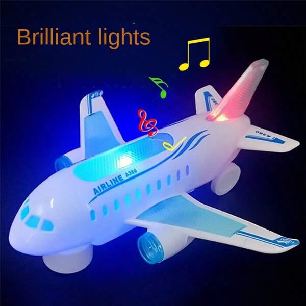 Electric Airplane Toy With Light & Music, DIY Assembly For Boys & Girls, Birthday Gift & Party Prize (Actual Size May Vary Slightly From Manual Measurement)