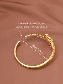 1/2/3 pièces Bracelet classique mode double rubis plaqué or 24 carats, diamètre de 60 mm ouvert aux extrémités, convient pour un usage quotidien pour femmes, boîte non incluse