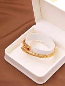 1/2/3 pièces Bracelet classique mode double rubis plaqué or 24 carats, diamètre de 60 mm ouvert aux extrémités, convient pour un usage quotidien pour femmes, boîte non incluse