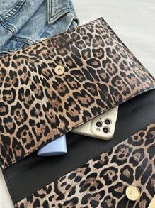 Fashionable Solid Color Crocodile Texture Clutch Envelope Bag - Coffee Brown - View 6