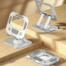 360 ° Soporte Universal giratorio para teléfono móvil y tableta soporte de elevación ajustable plegable antideslizante, soporte de escritorio para teléfono y tableta - Negro - Ver 3