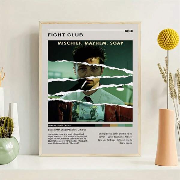 1 pezzo cartellone su tela del film Fight Club senza cornice, arte moderna per decorazione parete di casa, camera da letto, locale, perfetto per la casa