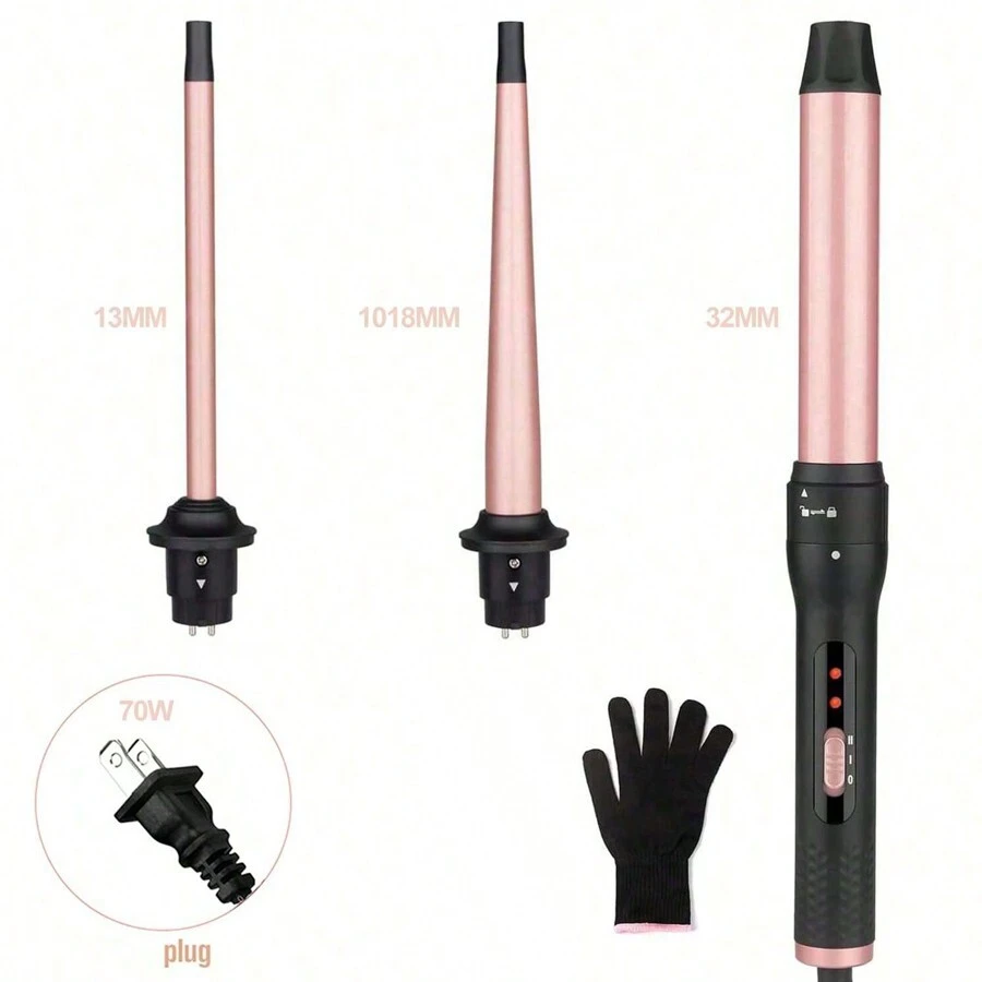 Bộ máy uốn tóc 3 trong 1: Thân thẳng 32mm, Thân côn 09-18mm, Thân thẳng 13mm. Thân và thân máy có thể thay đổi - Xem 1