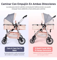Baby Stroller With Baby Carrier, Baby Stroller With Cane - Pink - View 5