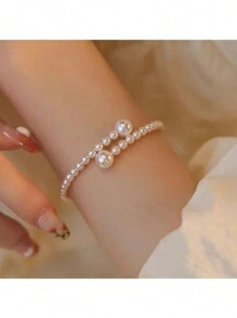 Faux Pearl Bracelet Stretchable Pearl Bracelet Pearl Bracelet For Women Bridal Jewelry Gift