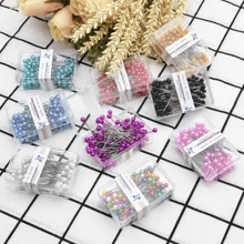 100 alfileres de costura, alfileres rectos de 1.57 pulgadas con cabeza de perla, alfileres de acolchar para costura, joyería, manualidades y suministros de costura
