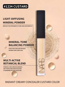 Nars 亮采柔滑遮瑕膏 #1234 卡仕达色 6毫升/0.22盎司 | 高遮瑕度，可叠加 | 提亮肤色，有效遮盖黑眼圈和瑕疵 | 柔滑质地，打造无瑕妆容 | 持久不卡粉 | 赋予肌肤自然光泽 | 蕴含维生素E和葡萄籽提取物，滋养保湿 | 适合所有肤质，包括干性肌肤 | 完美遮盖瑕疵、泛红和肤色不均 - Custard - 查看 4