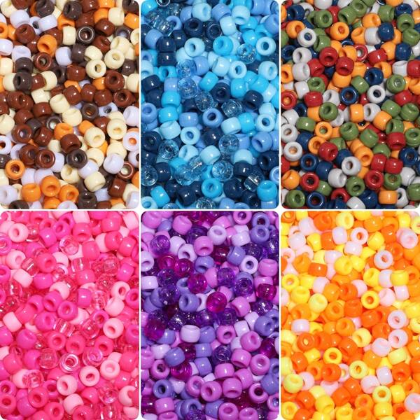 500 pièces/lot Perles acryliques de petit poney de série de couleur mélangées 6x9 mm pour la fabrication de bracelets Kandi, porte-clés de la Saint-Valentin, chaîne de téléphone, perles lâches pour la création de bijoux et d'accessoires